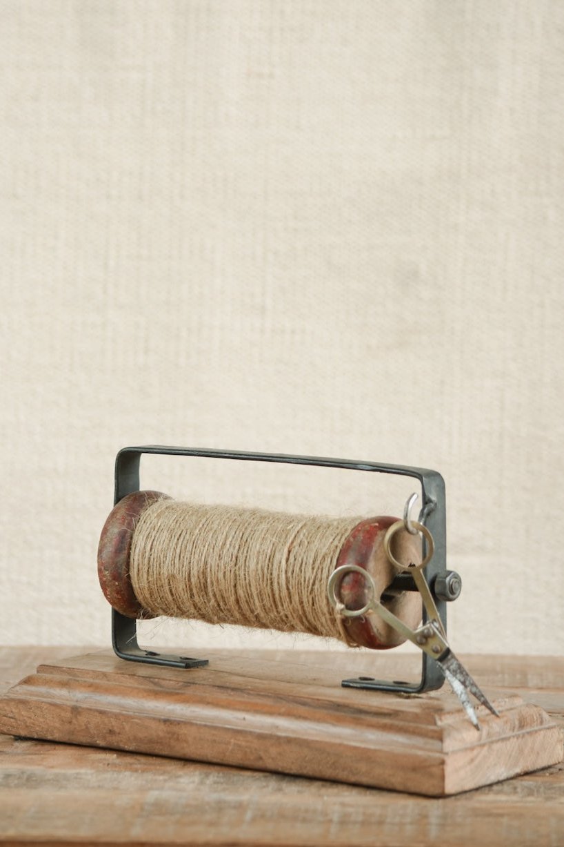 Spool with Jute Rope and Scissors