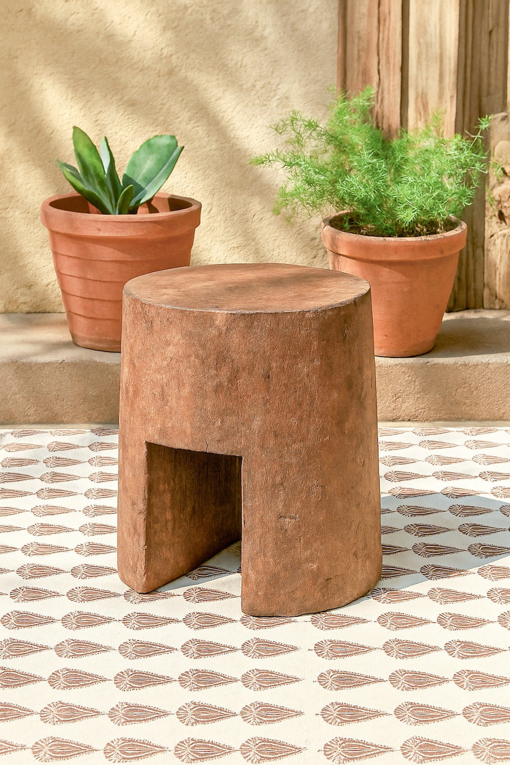 Solid Wood Chiseled Stool