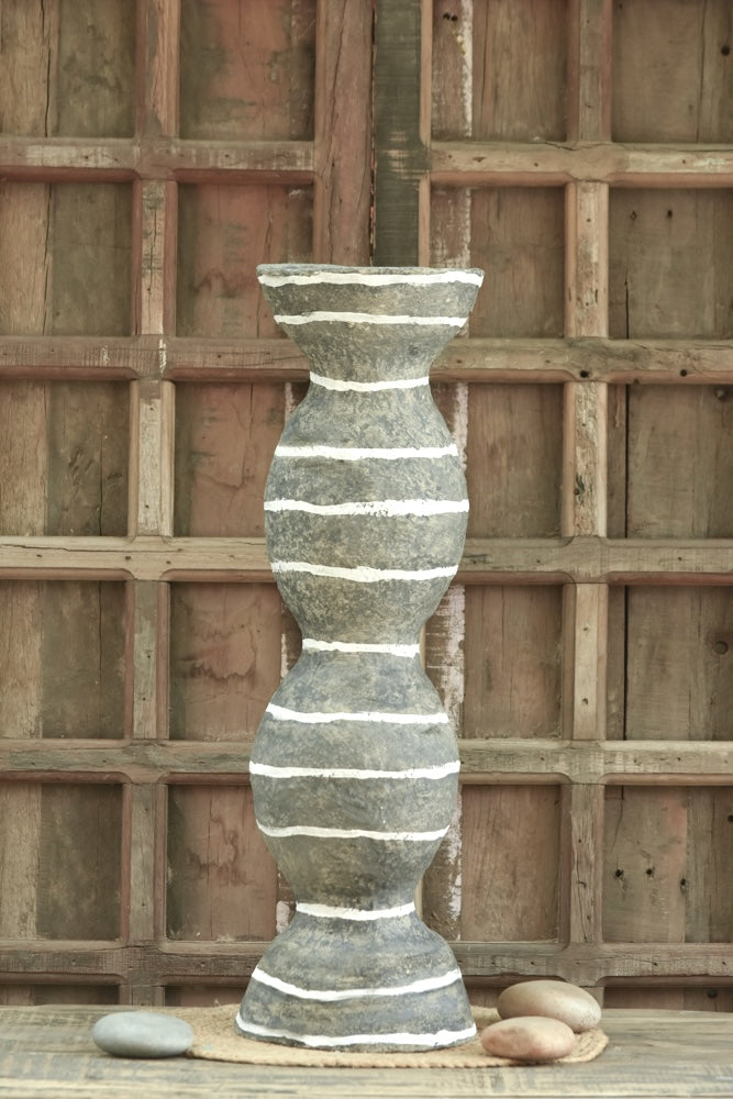 Freeform Striped Paper Mache Vase