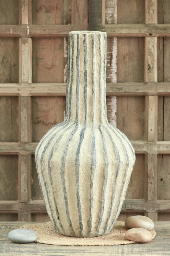 Mallet Striped Paper Mache Vase
