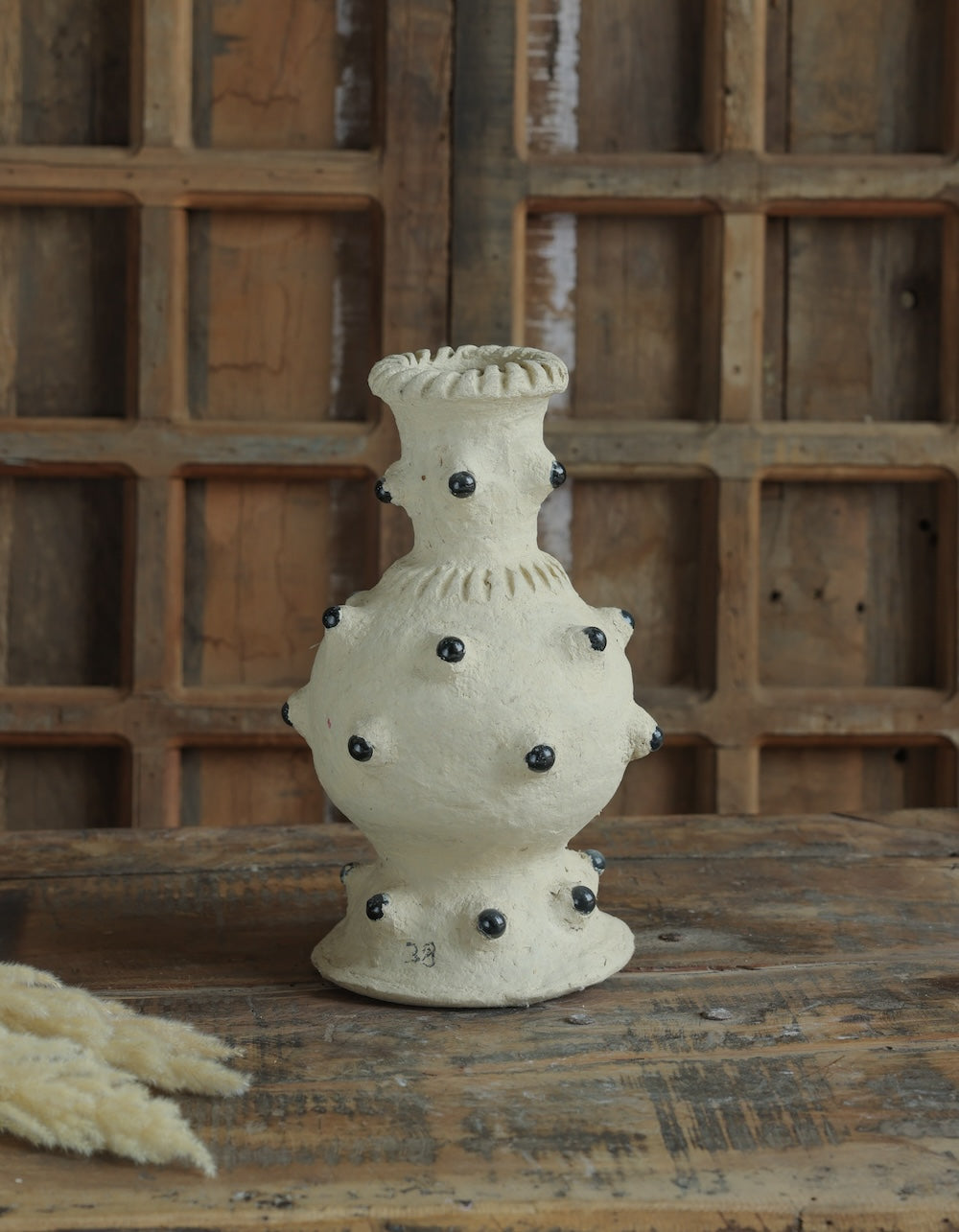 Paper Mache Vase with Glass Balls